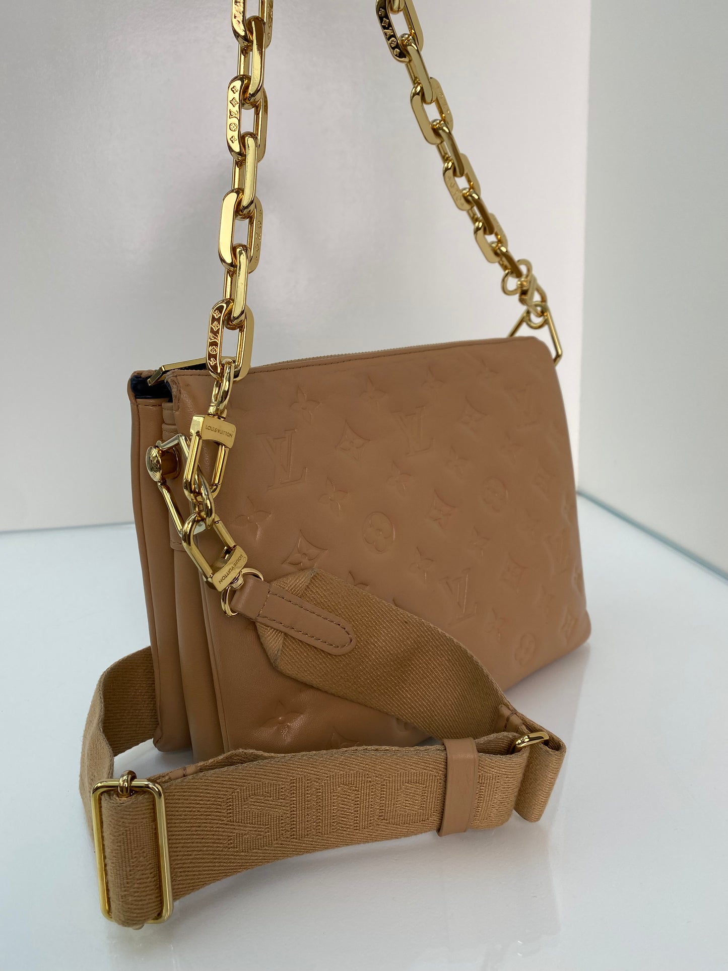 Louis Vuitton Tan Embossed Monogram Coussin PM Bag GHW