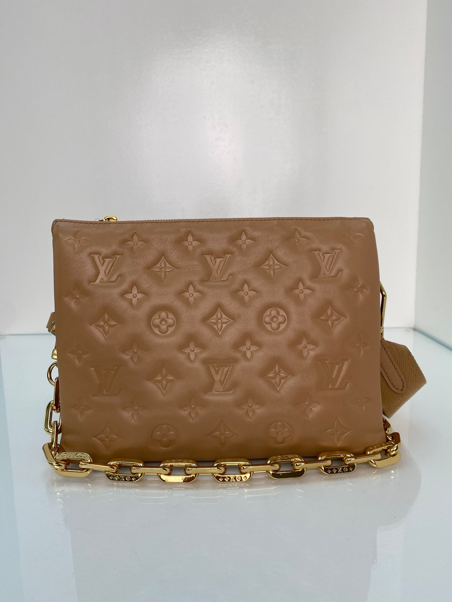 Louis Vuitton Tan Embossed Monogram Coussin PM Bag GHW