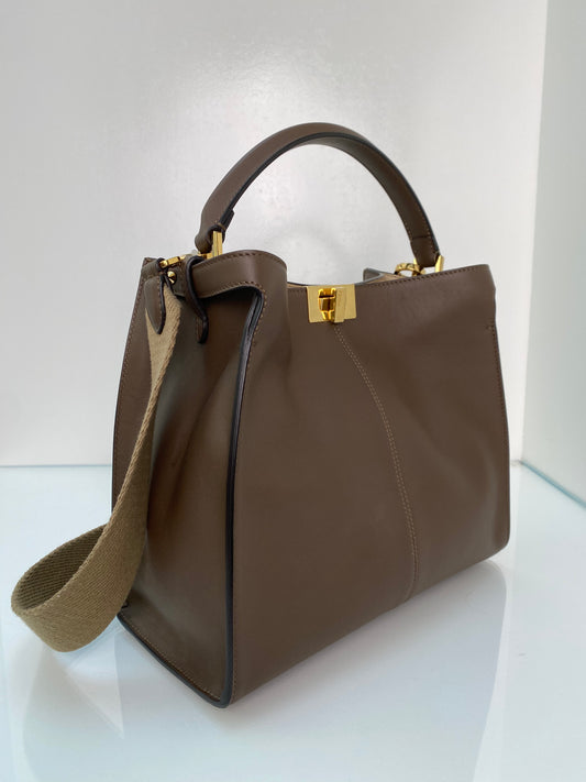 Fendi Brown Peekaboo X-Lite Top Handle Bag GHW