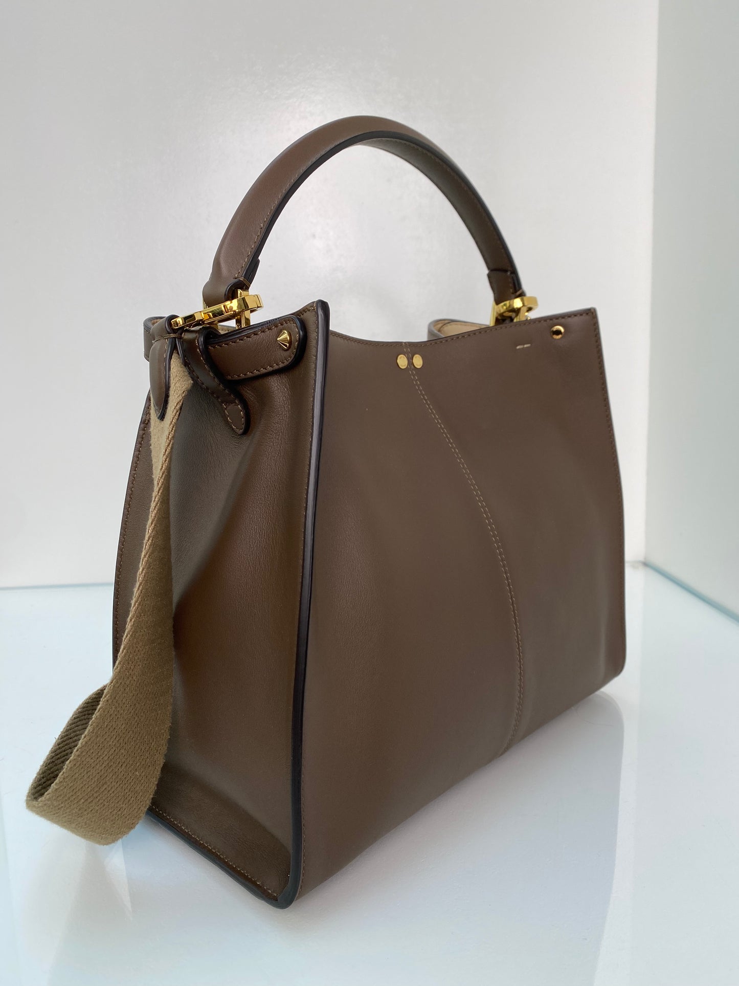Fendi Brown Peekaboo X-Lite Top Handle Bag GHW