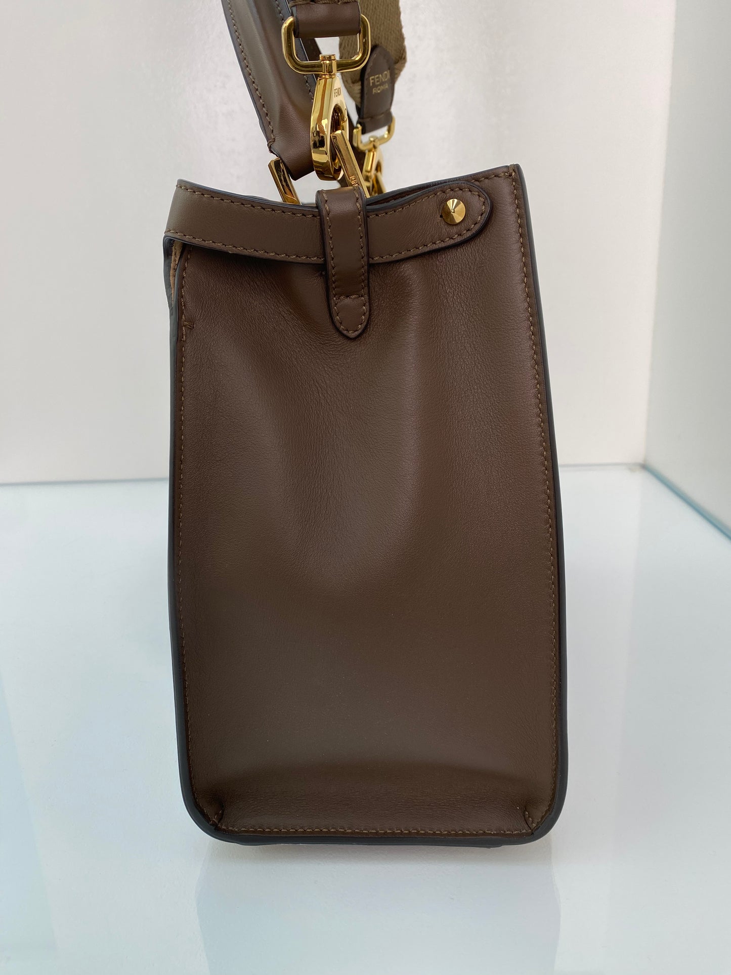 Fendi Brown Peekaboo X-Lite Top Handle Bag GHW