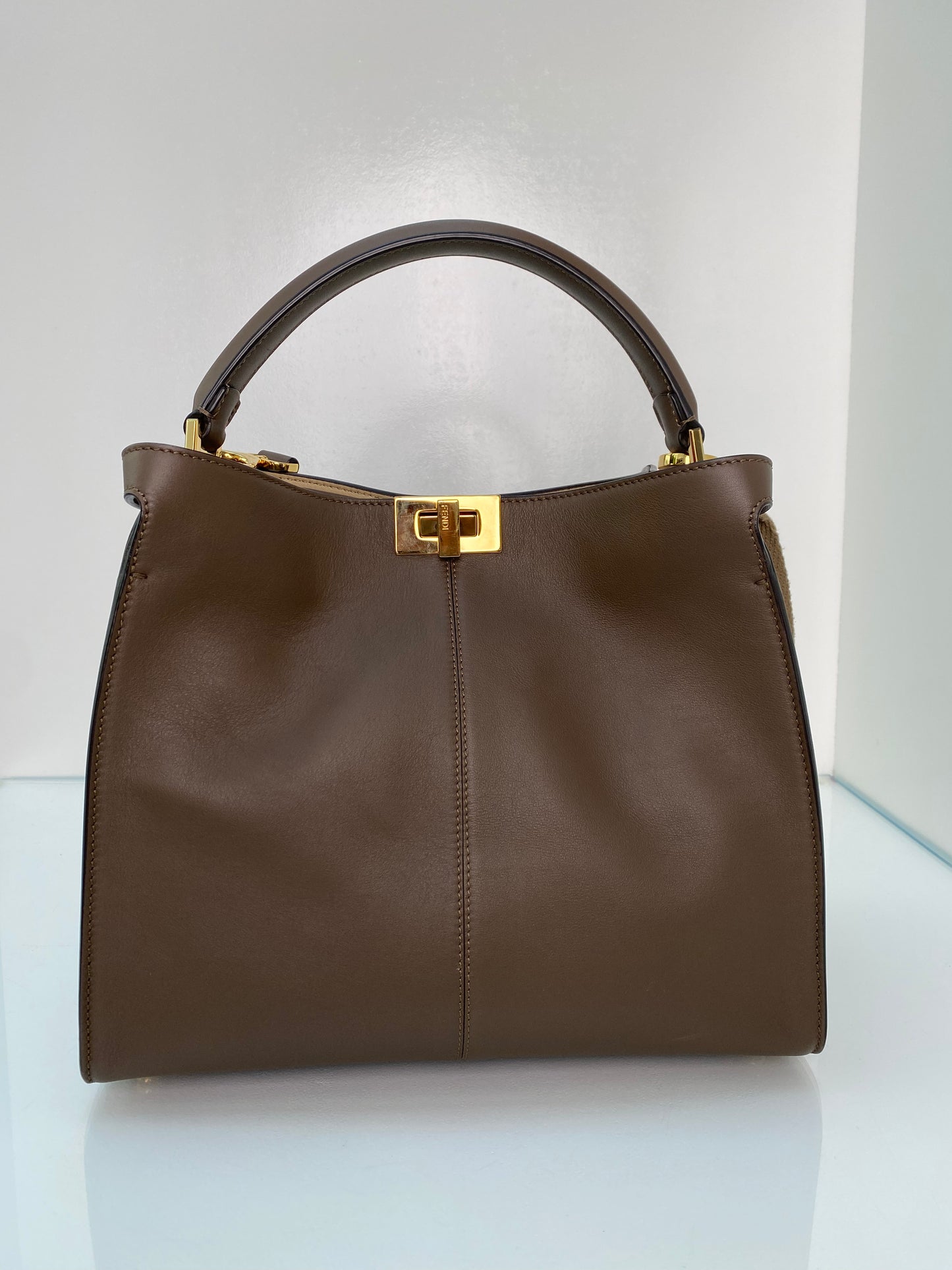 Fendi Brown Peekaboo X-Lite Top Handle Bag GHW