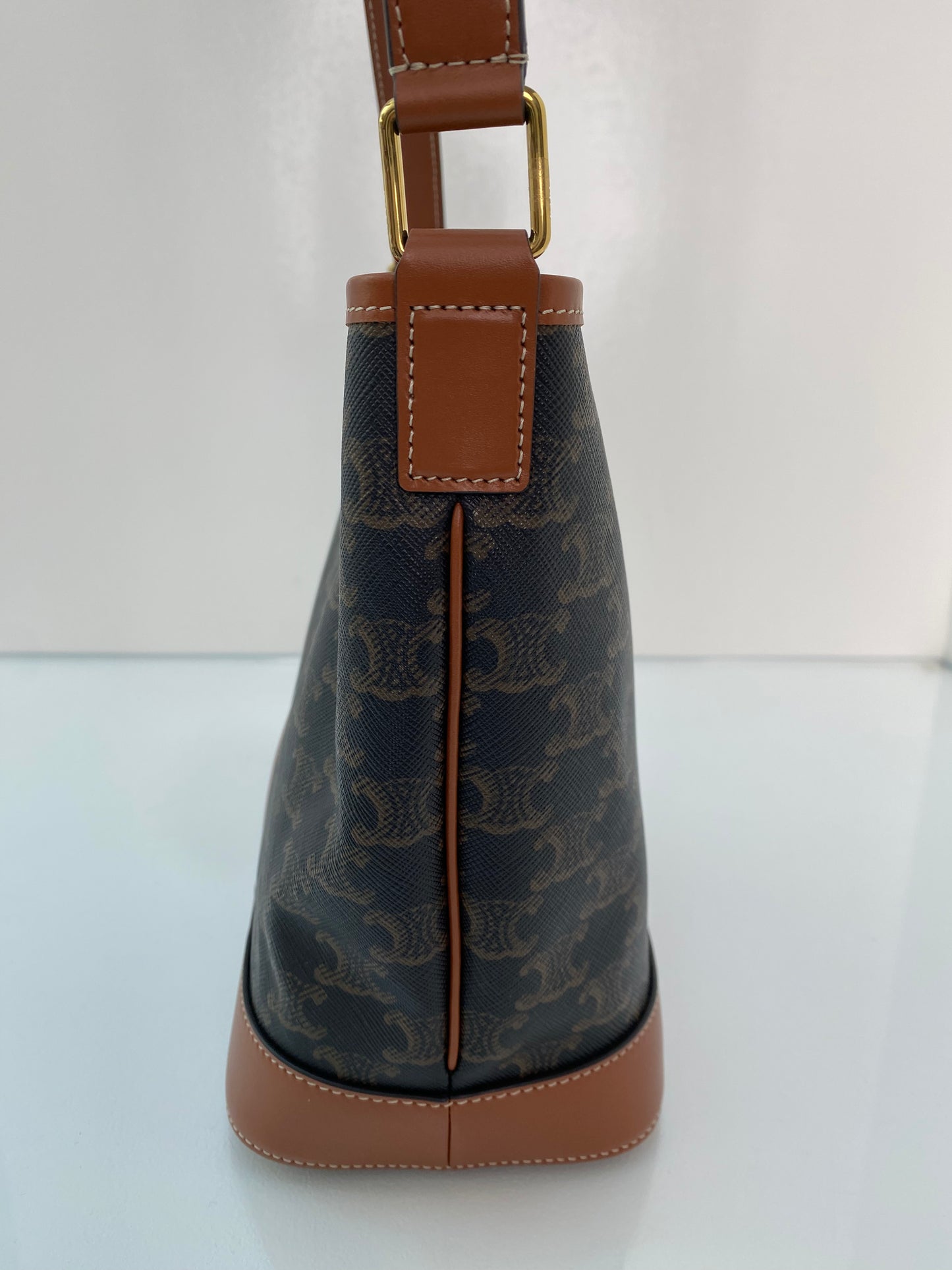Celine Triomphe & Tan Small Bucket Bag GHW