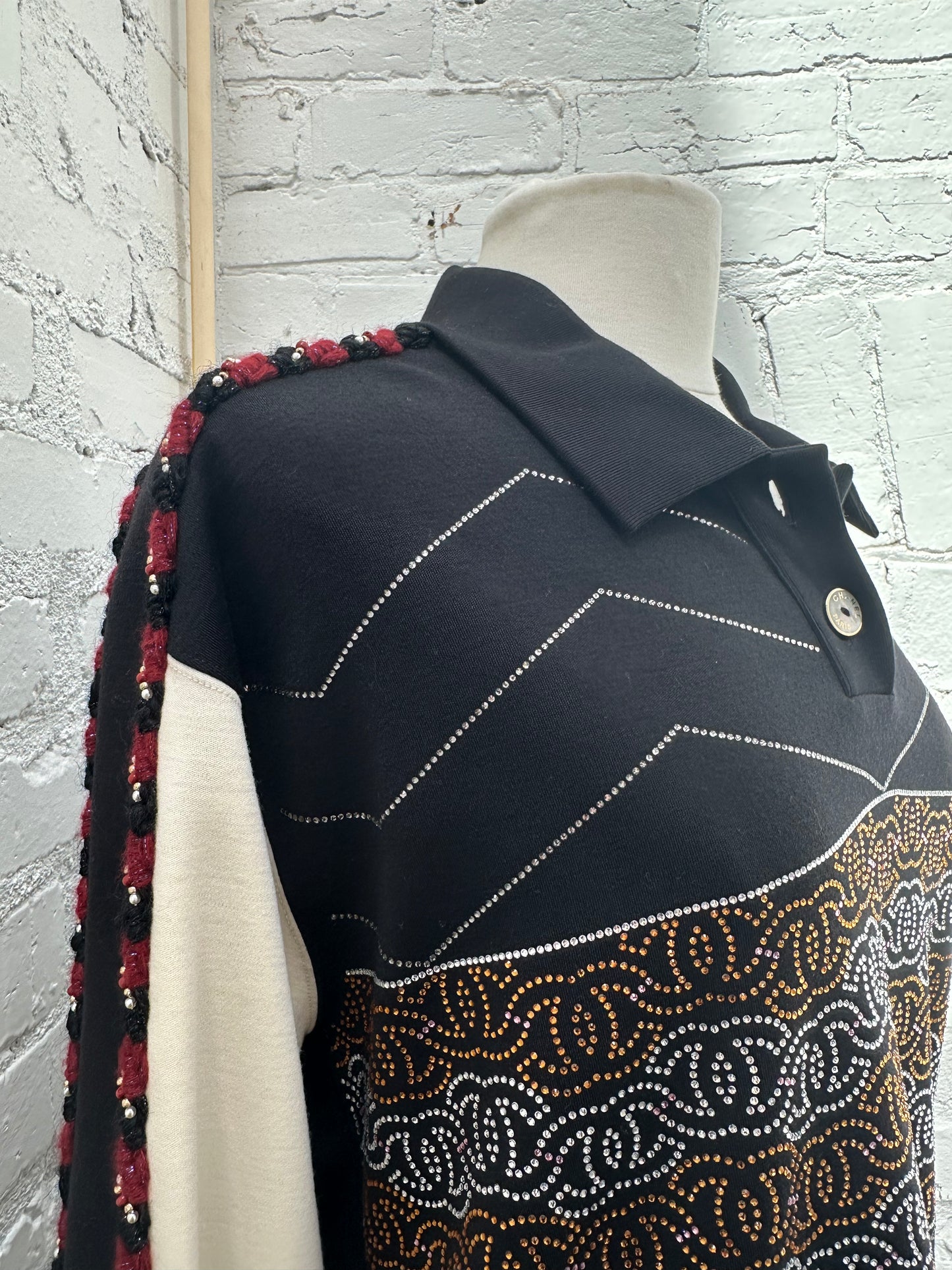 Chanel Black/Multicolor CC Sequin Collared Shirt, 42/44