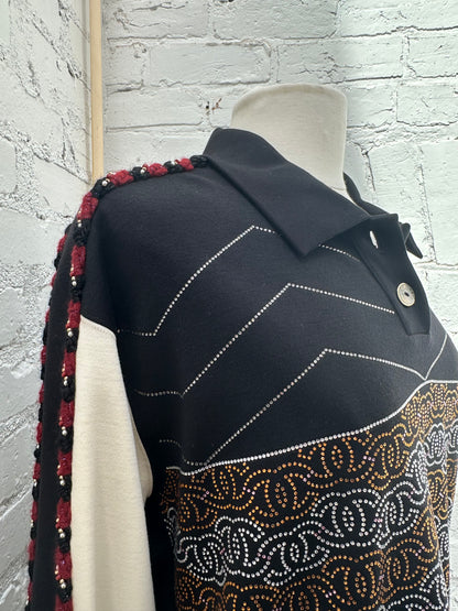 Chanel Black/Multicolor CC Sequin Collared Shirt, 42/44
