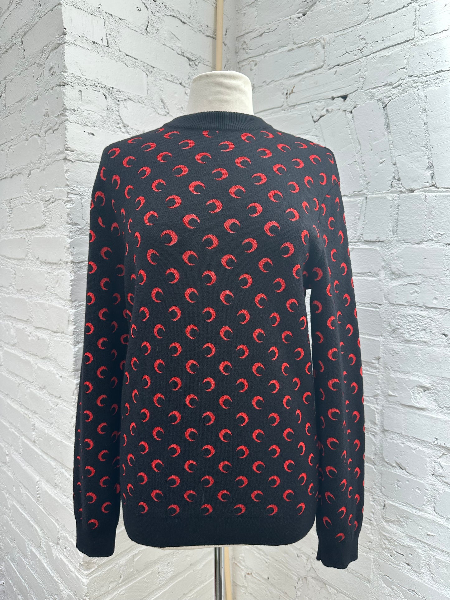 Marine Serre Red/Black Half Moon Crewneck Sweater, S