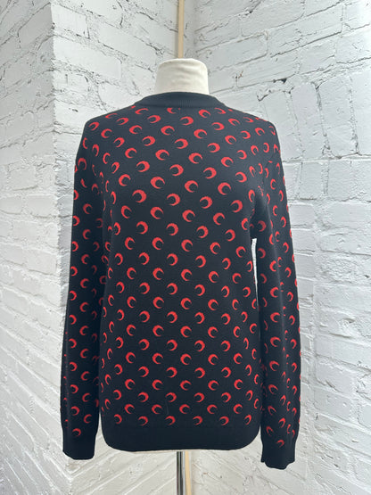 Marine Serre Red/Black Half Moon Crewneck Sweater, S