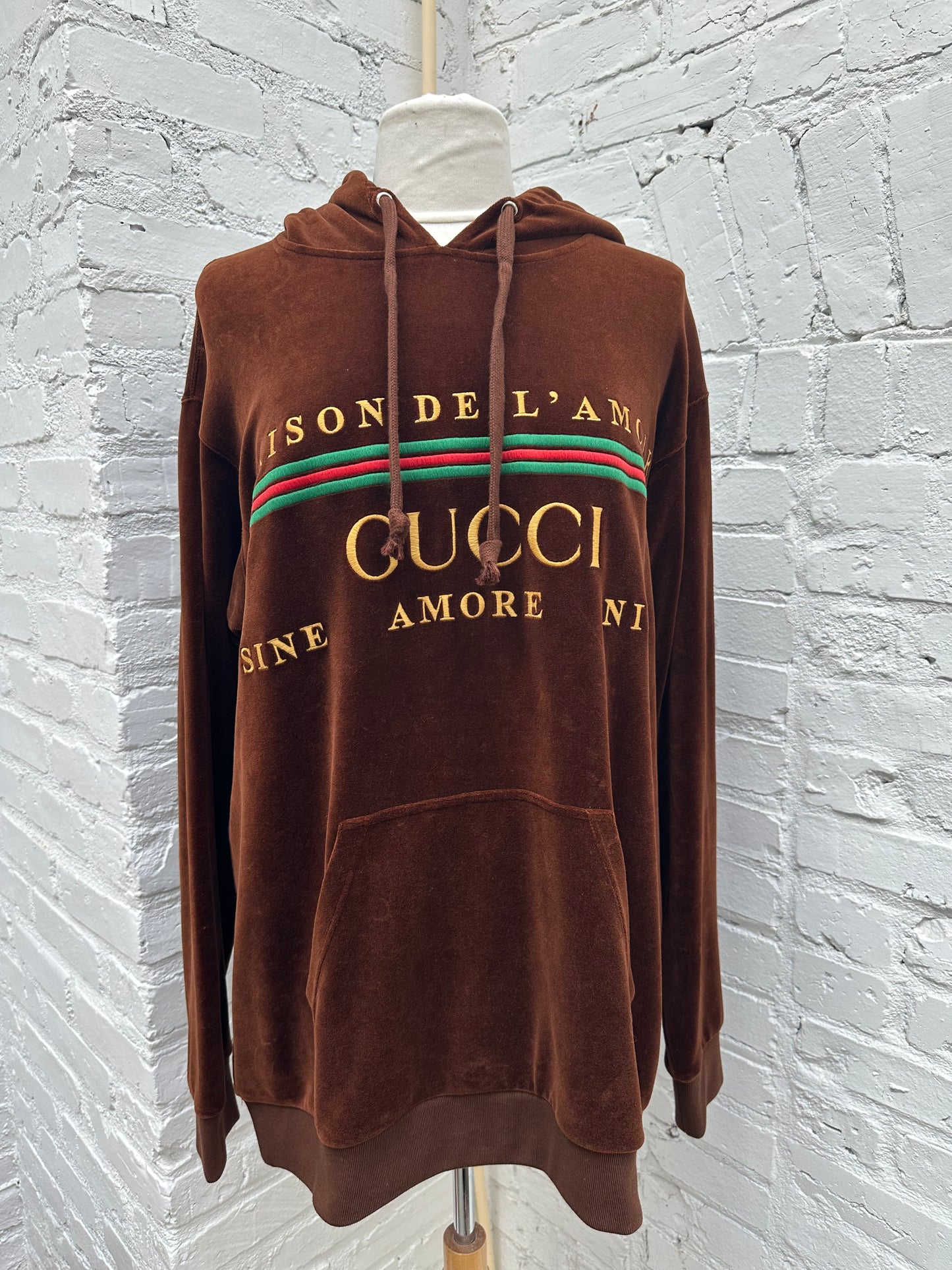 Gucci Maison De L’Amour Brown Velvet Hoodie, L