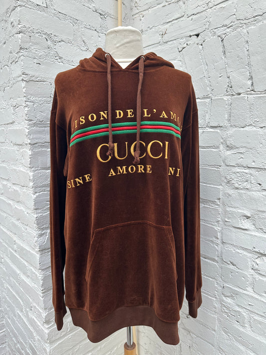 Gucci Maison De L’Amour Brown Velvet Hoodie, L