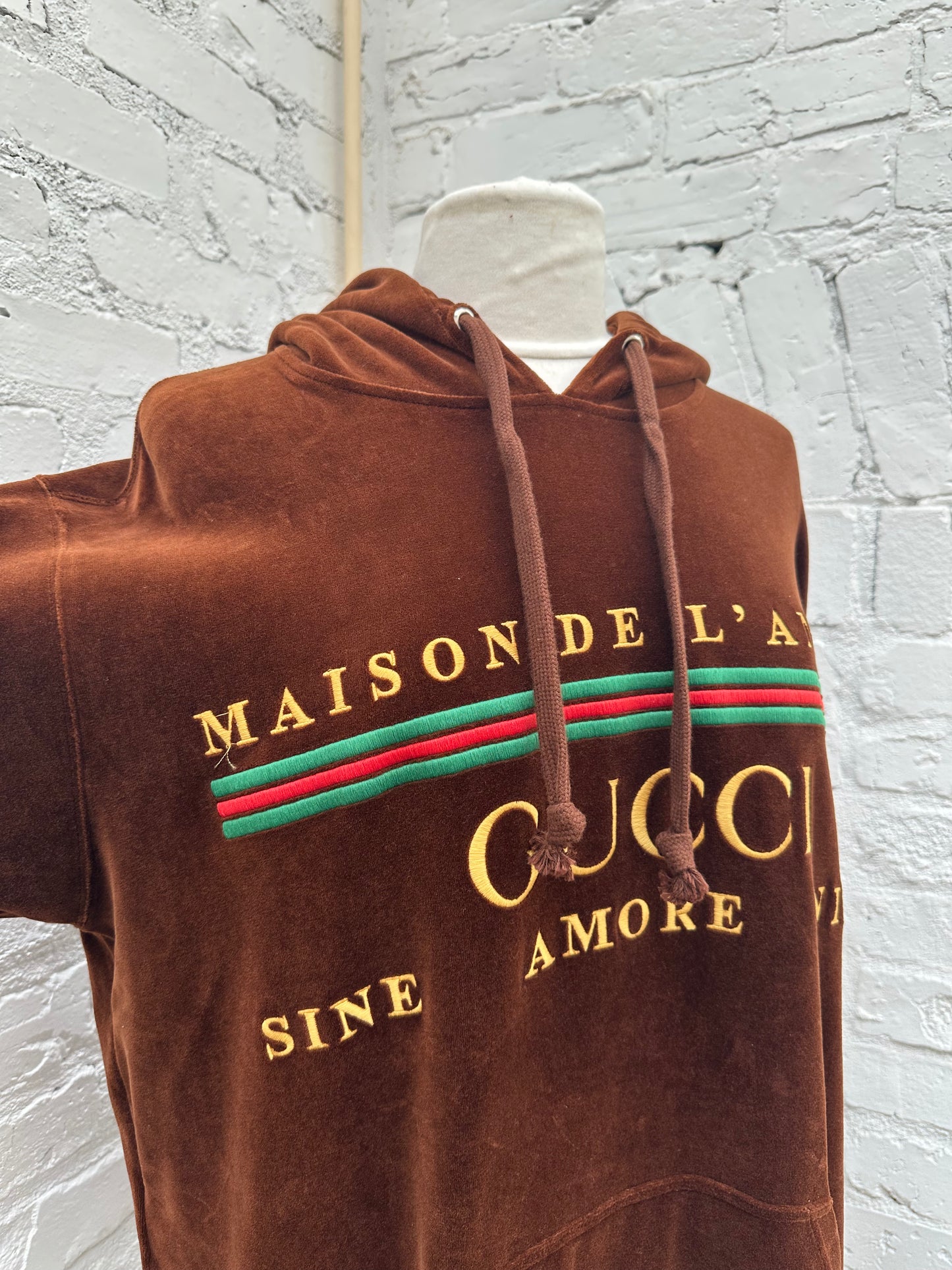 Gucci Maison De L’Amour Brown Velvet Hoodie, L