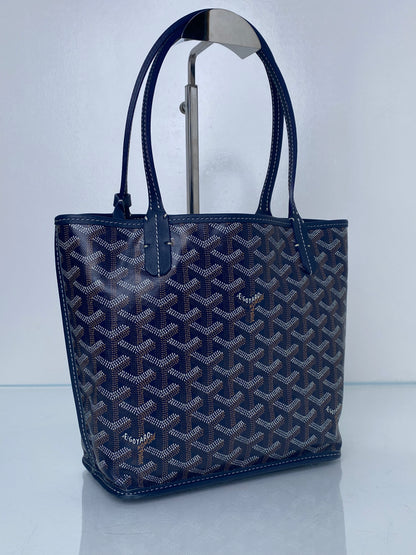 Goyard Navy Goyardine Reversible Anjou Mini Bag