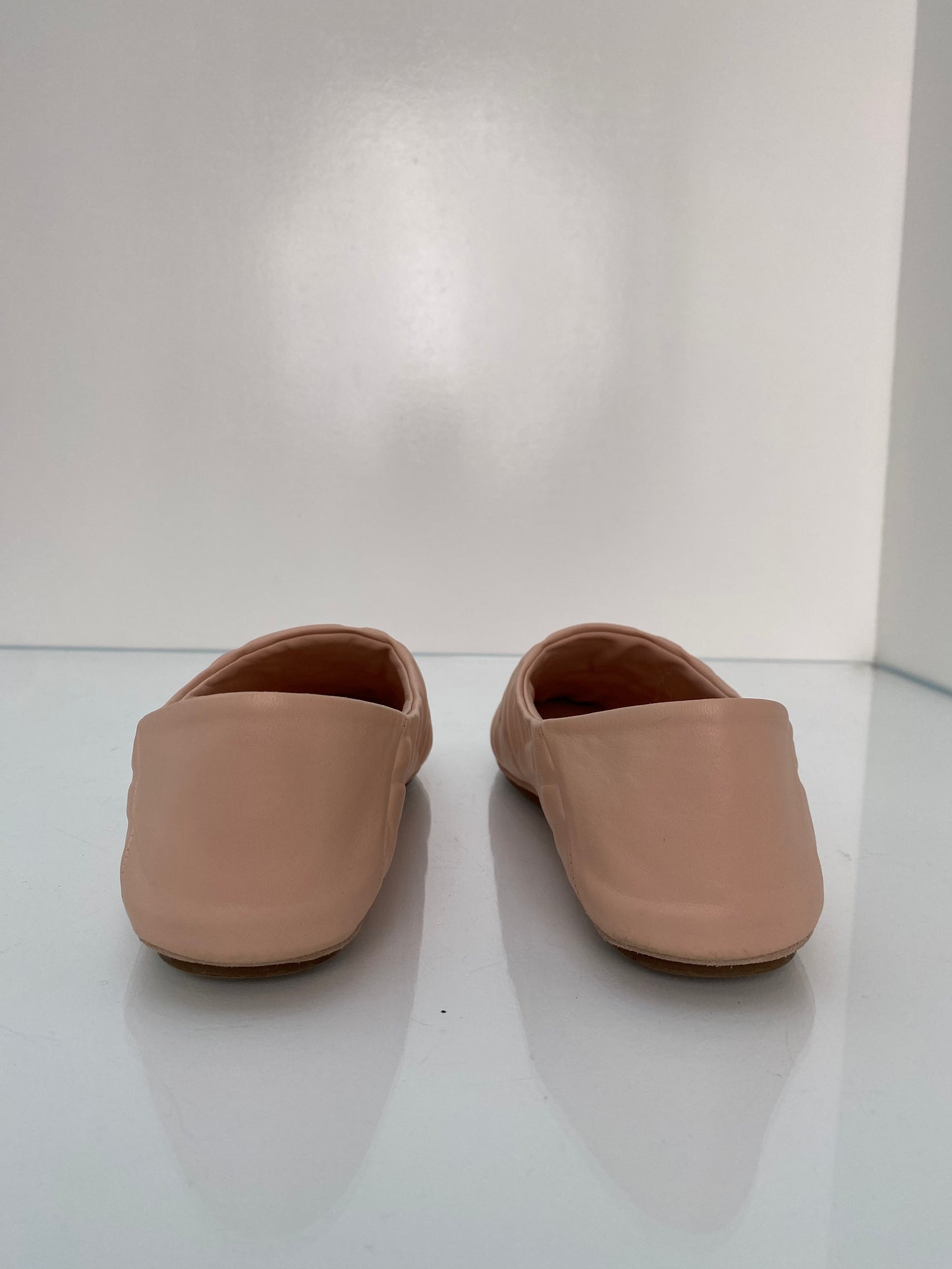 Fendi Blush Nappa FF Embossed Slippers, 39