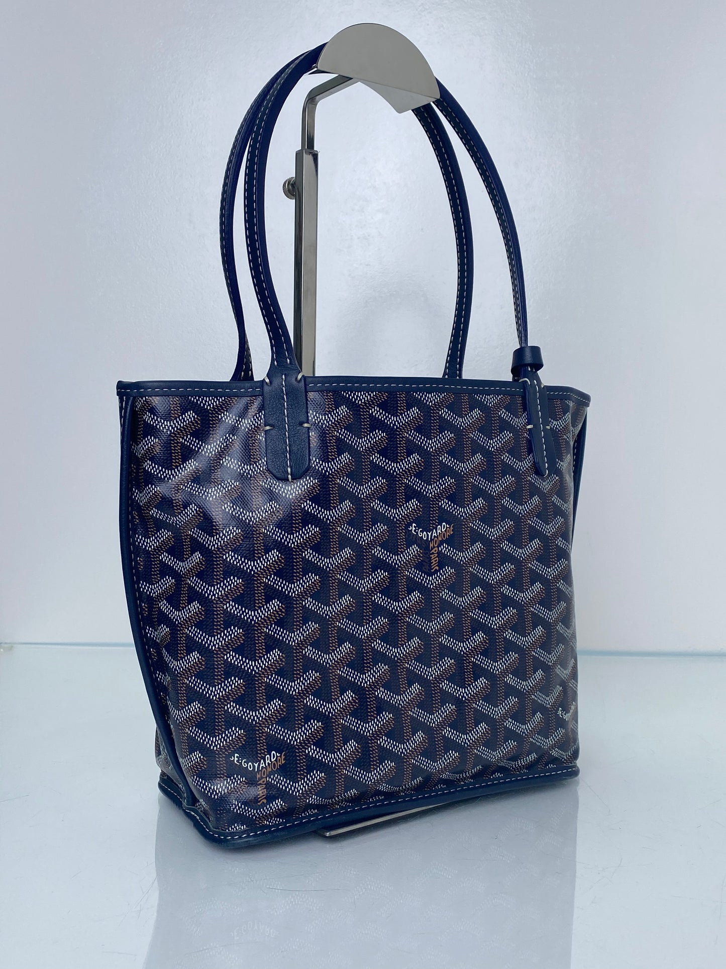 Goyard Navy Goyardine Reversible Anjou Mini Bag