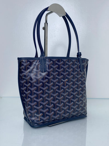 Goyard Navy Goyardine Reversible Anjou Mini Bag