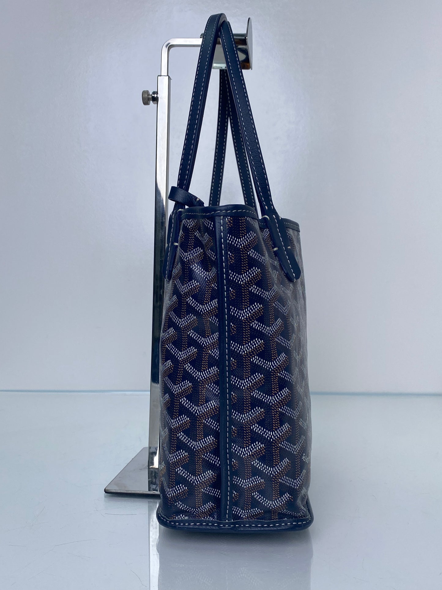 Goyard Navy Goyardine Reversible Anjou Mini Bag