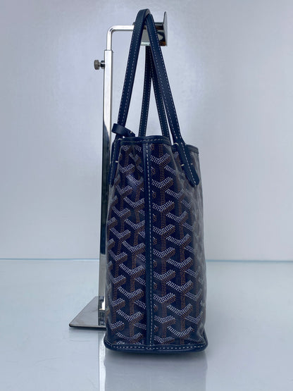 Goyard Navy Goyardine Reversible Anjou Mini Bag