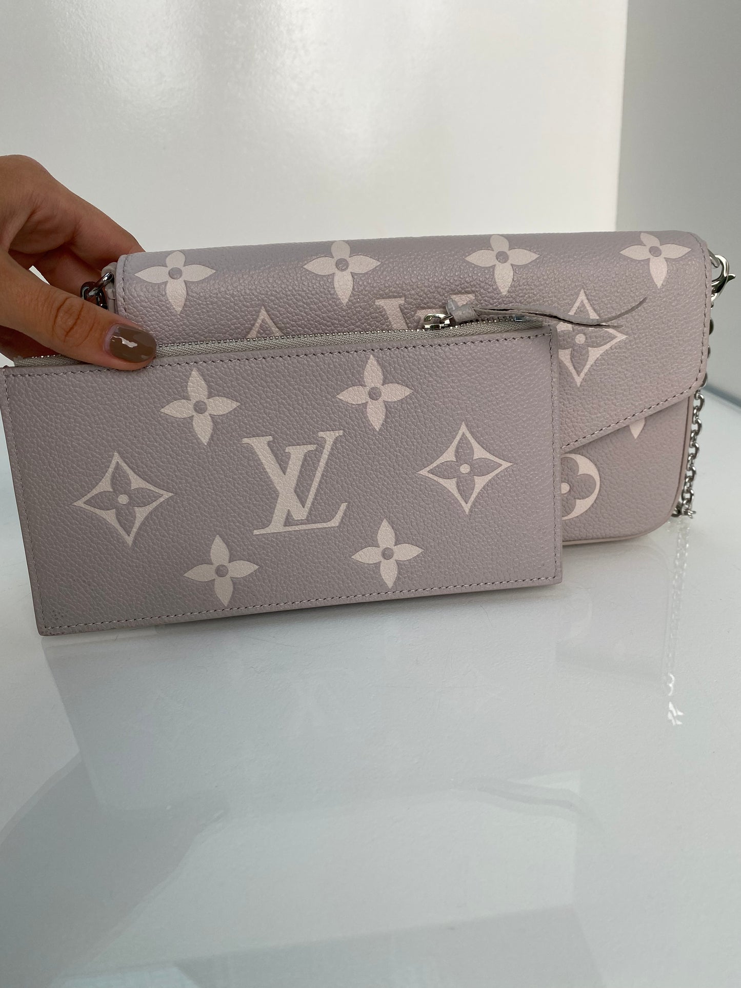 Louis Vuitton Grey Empreinte Pochette Félicie Bag SHW