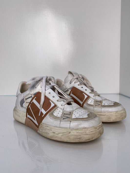Valentino Pink & White Logo Band Sneakers, 36