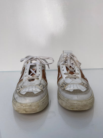Valentino Pink & White Logo Band Sneakers, 36