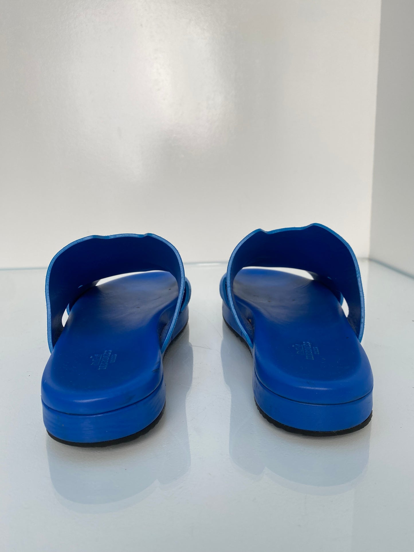 Hermes Blue Suede Sandals, 38 (As is)