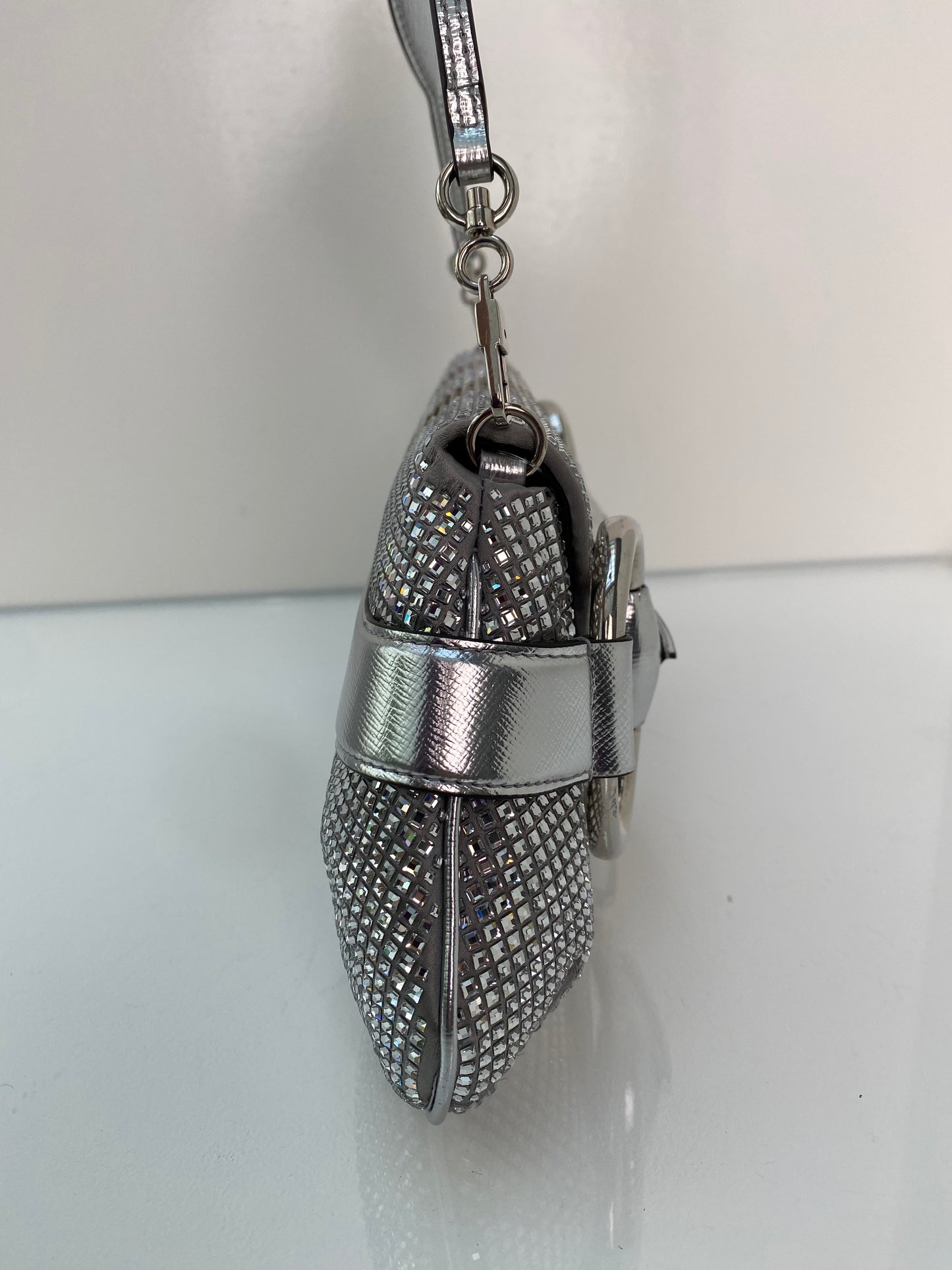 Gucci Rhinestone Horsebit Shoulder Bag SHW