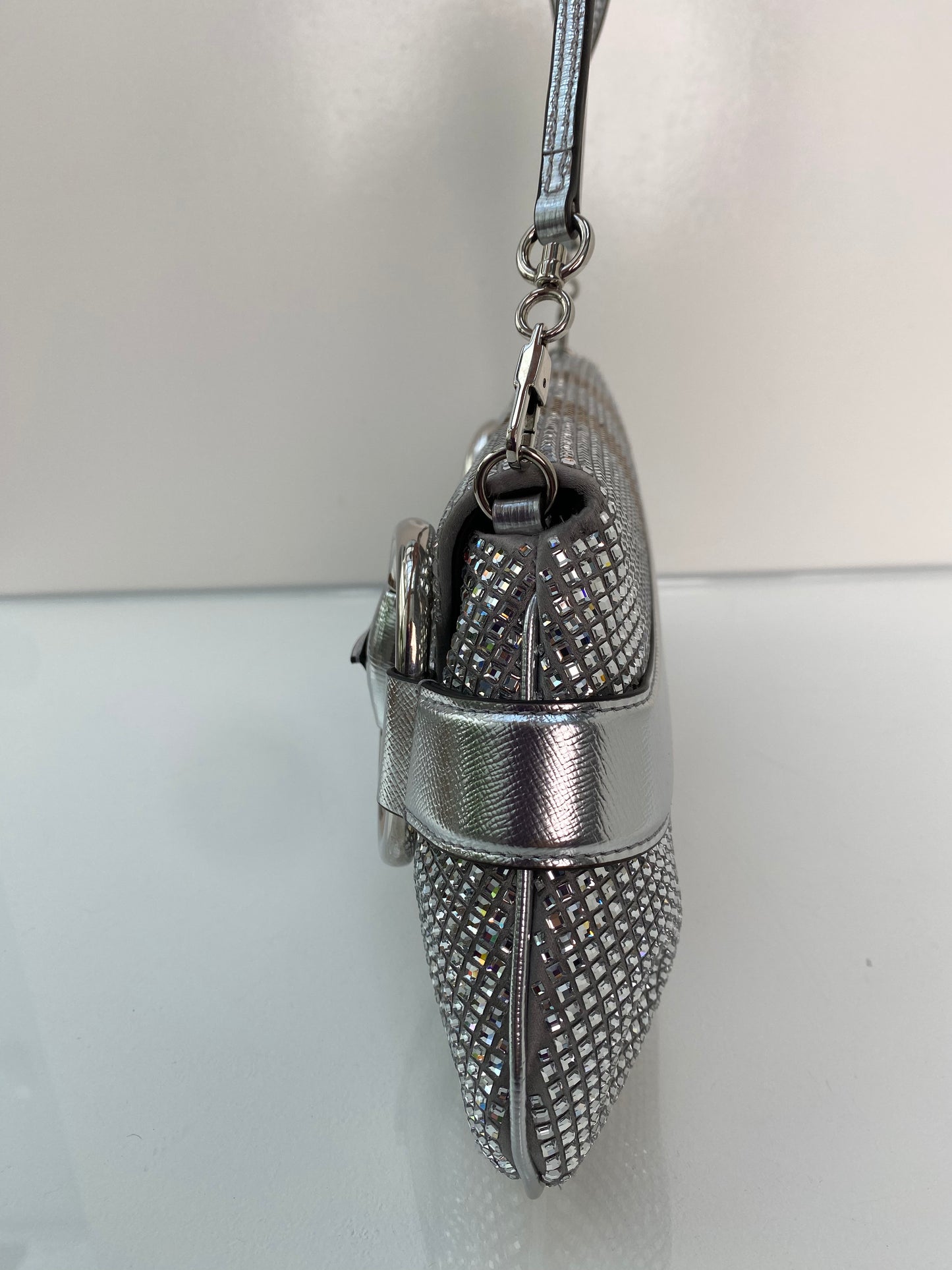 Gucci Rhinestone Horsebit Shoulder Bag SHW