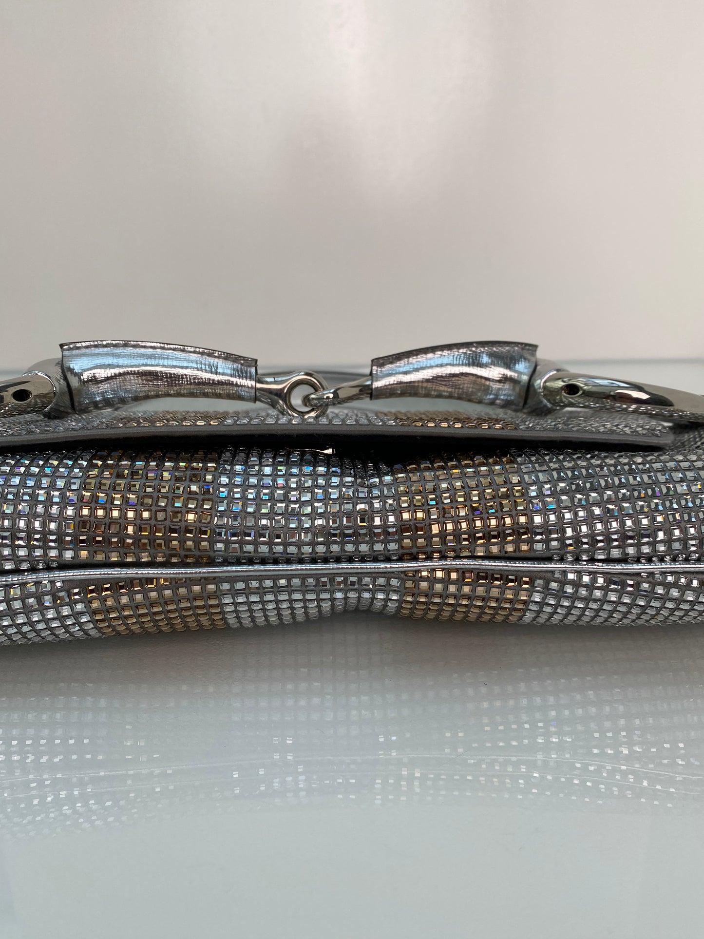 Gucci Rhinestone Horsebit Shoulder Bag SHW