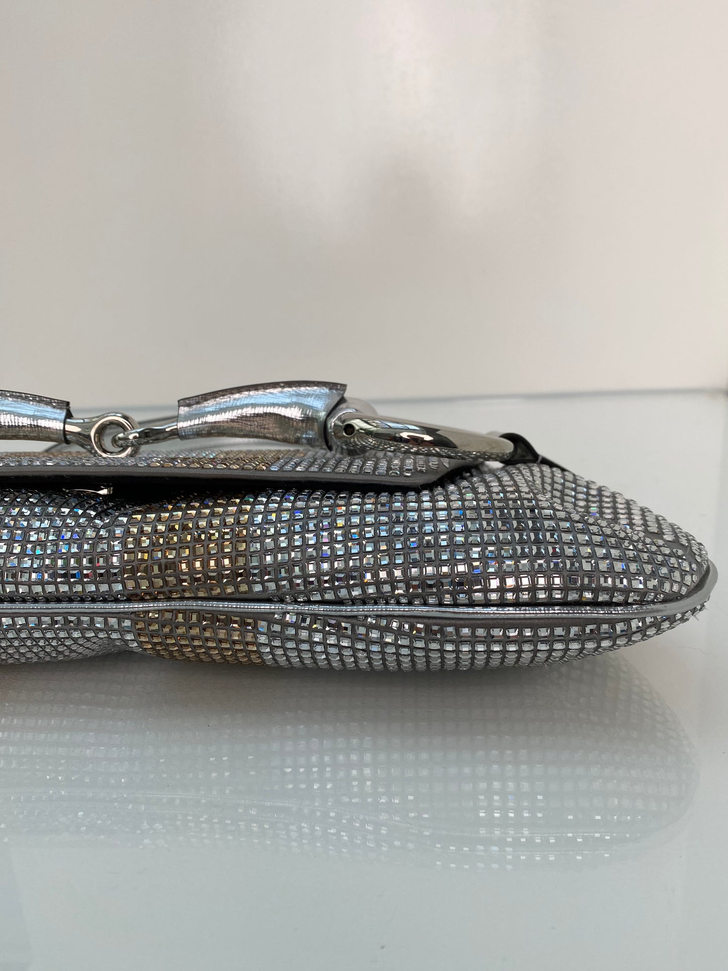 Gucci Rhinestone Horsebit Shoulder Bag SHW