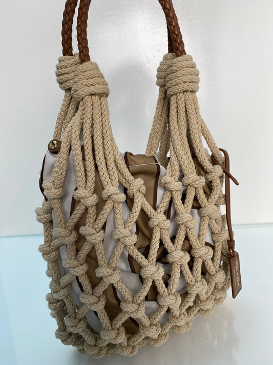 Prada Brown & White Noué Cotton Macramé