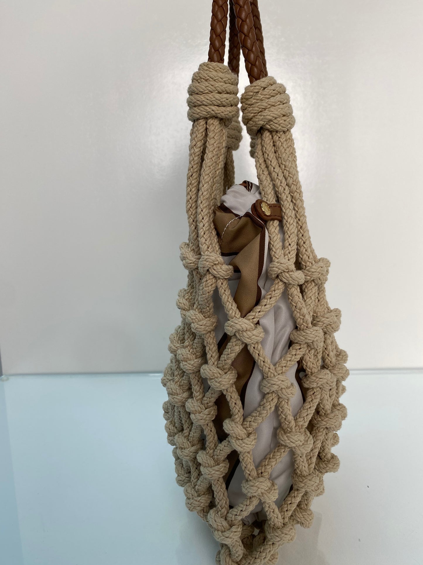 Prada Brown & White Noué Cotton Macramé