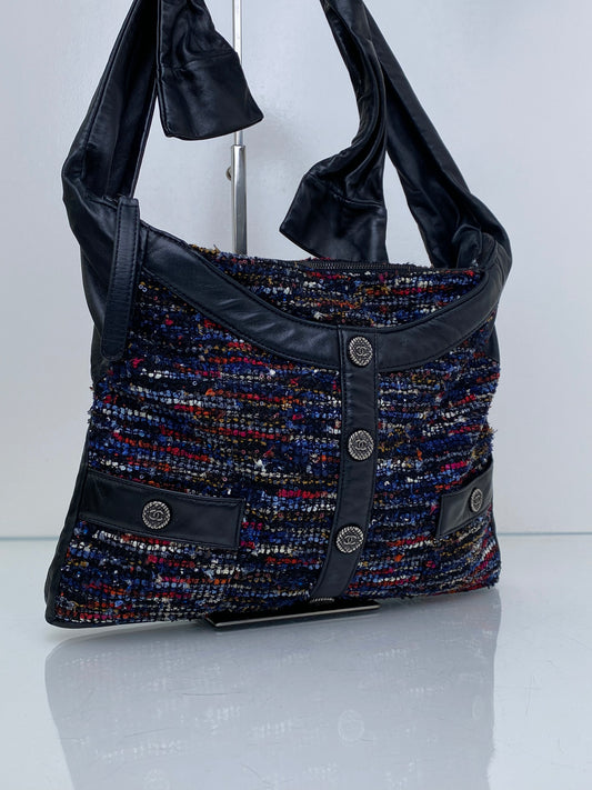 Chanel Black, Blue, & Red Tweed Girl Tote Bag RHW