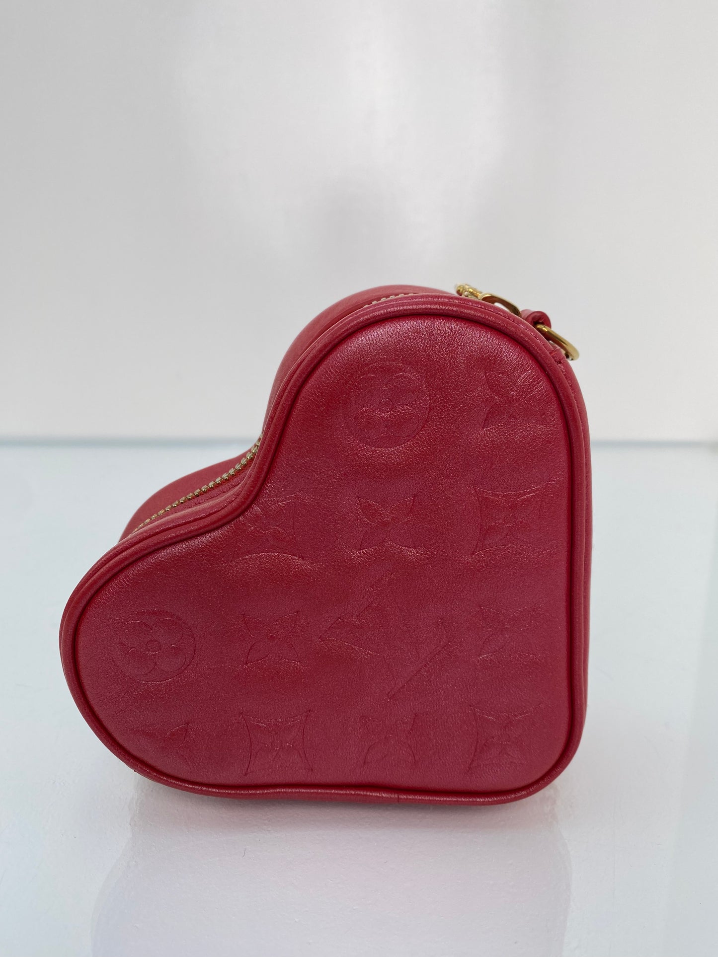Louis Vuitton Red Metallic Monogram Sac Couer Heart Bag GHW