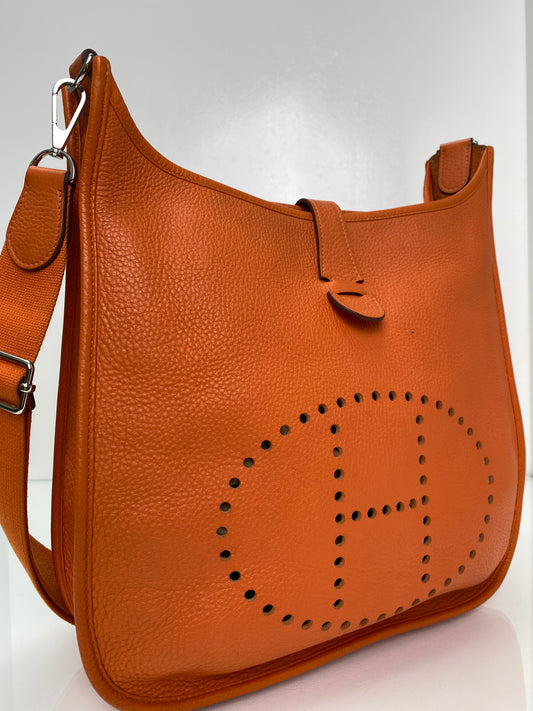Hermes Evelyne GM Orange Clemence SHW