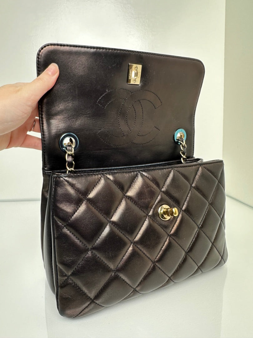 Chanel Black Lambskin Trendy Small Crossbody GHW