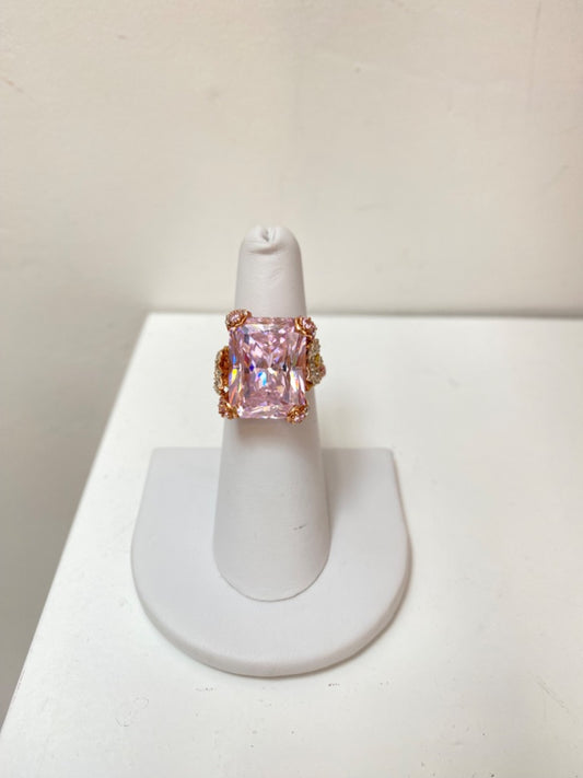 Pink Sapphire, Natural Aquamarine, & Diamond Ring
