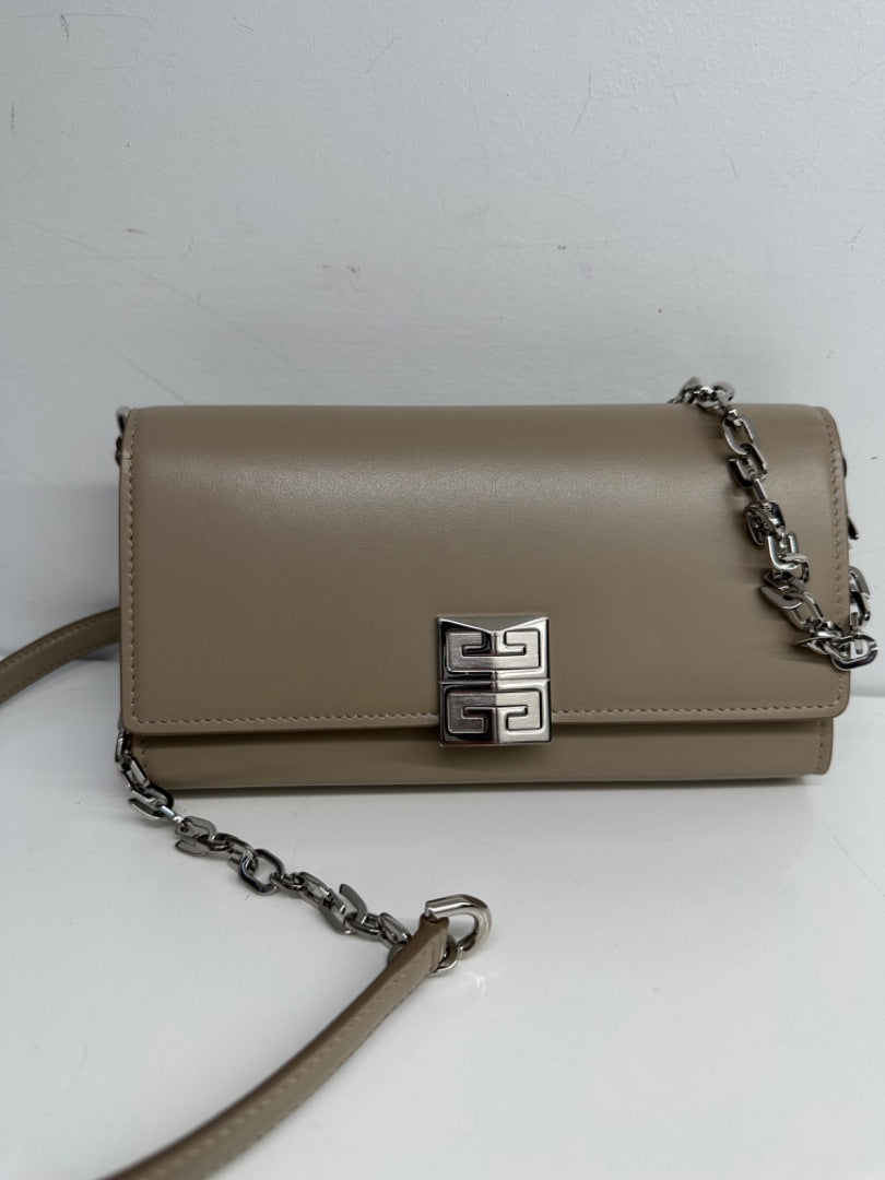Givenchy Beige Leather Chain Detailing Shoulder Bag SHW