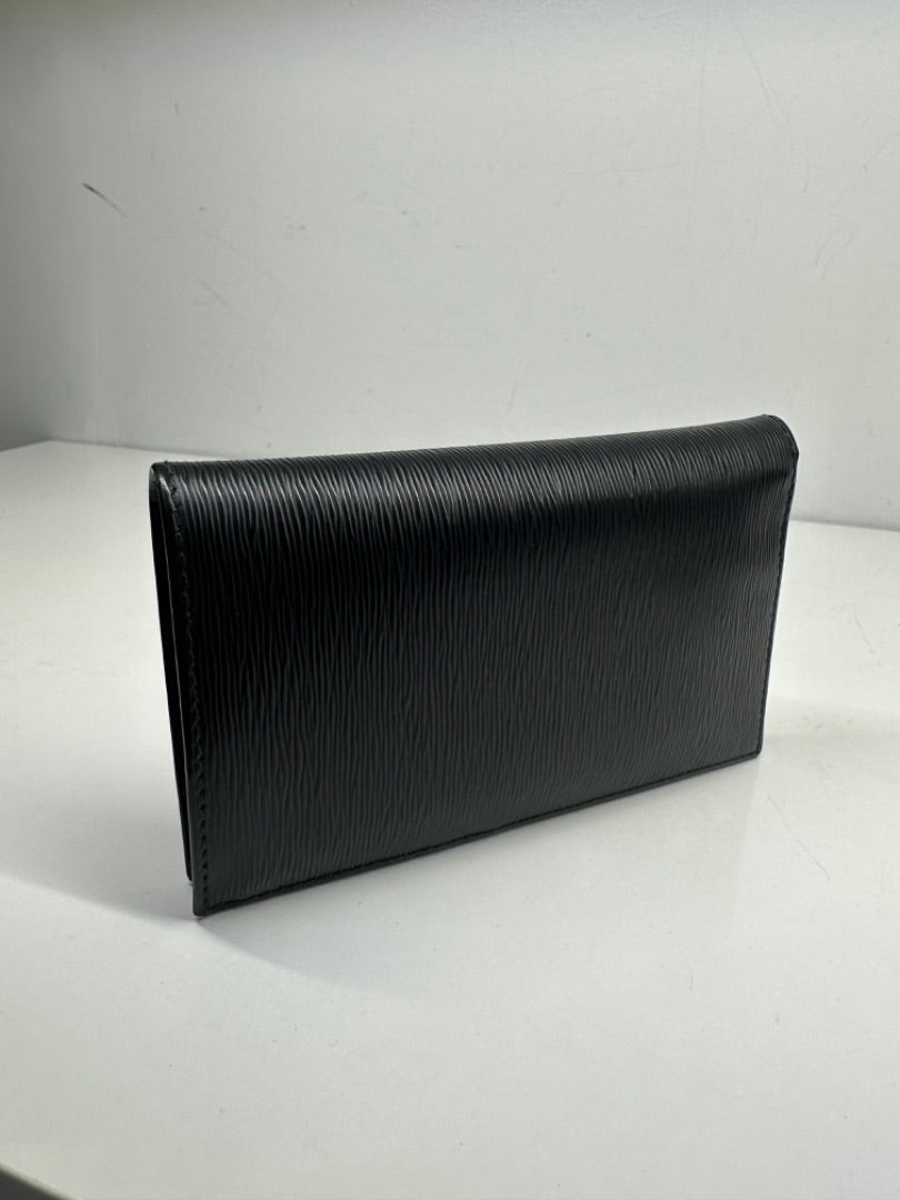 Prada Black Leather Compact Snap Wallet