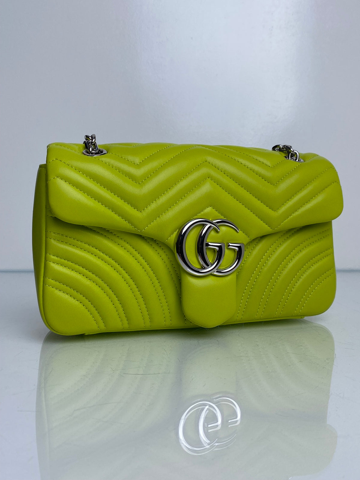 Gucci Marmont Lime Green Shoulder Bag PHW