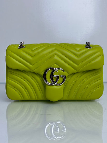 Gucci Marmont Lime Green Shoulder Bag PHW