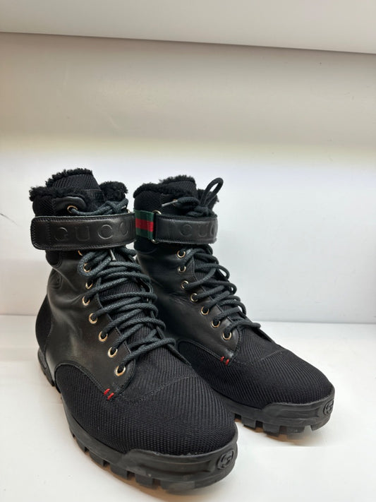 Gucci Black Sherpa Boots, Mens 8