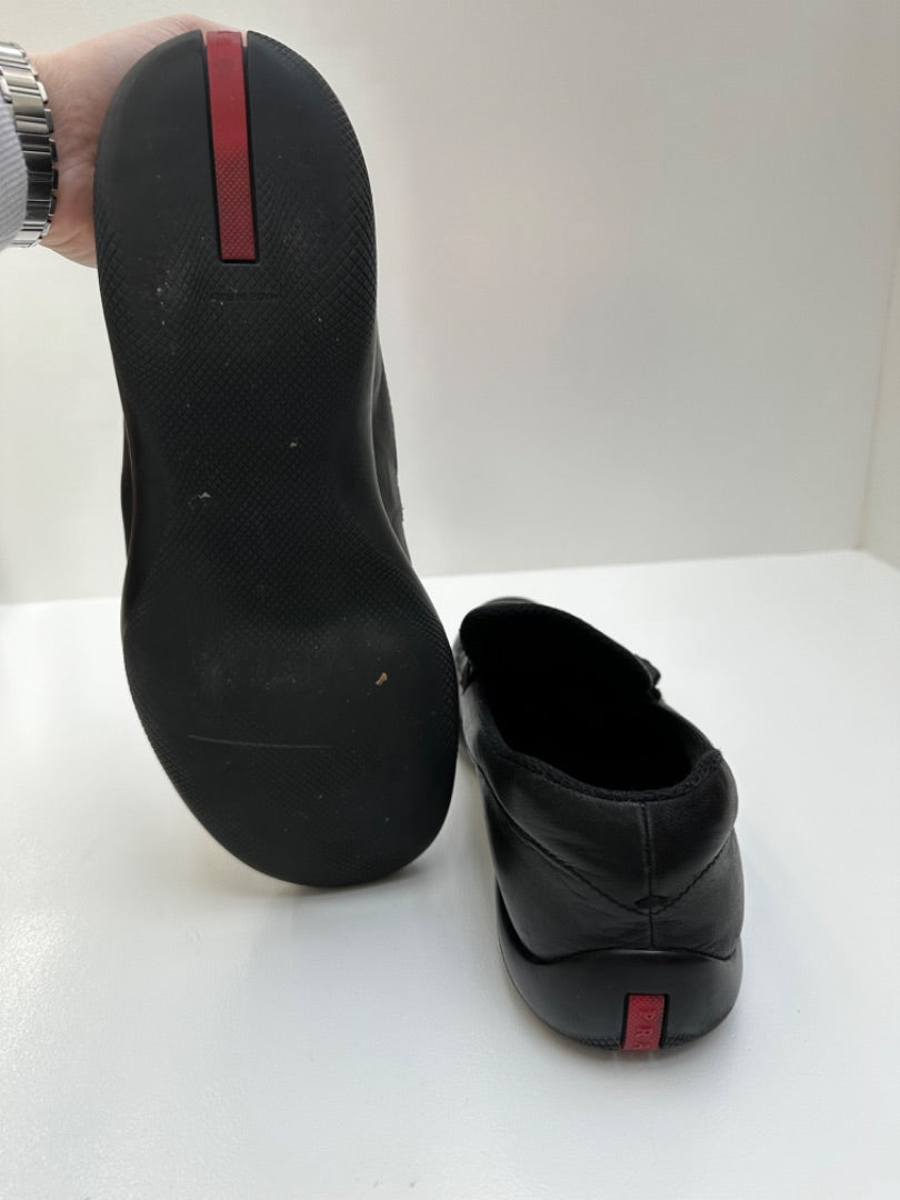 Prada Black Leather Loafers, 10