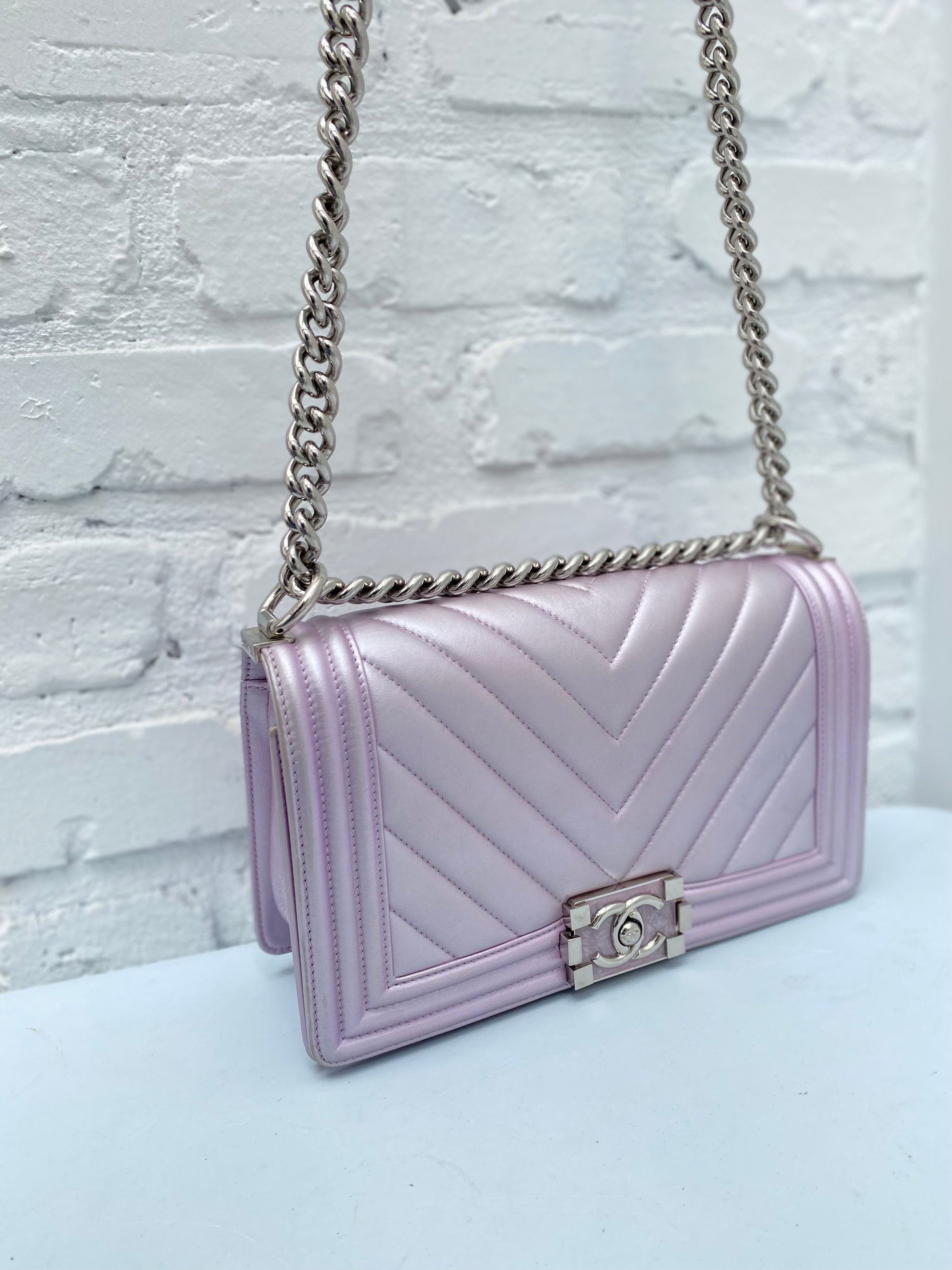 Chanel Purple Pearlescent Boy Bag – Airee Edwards