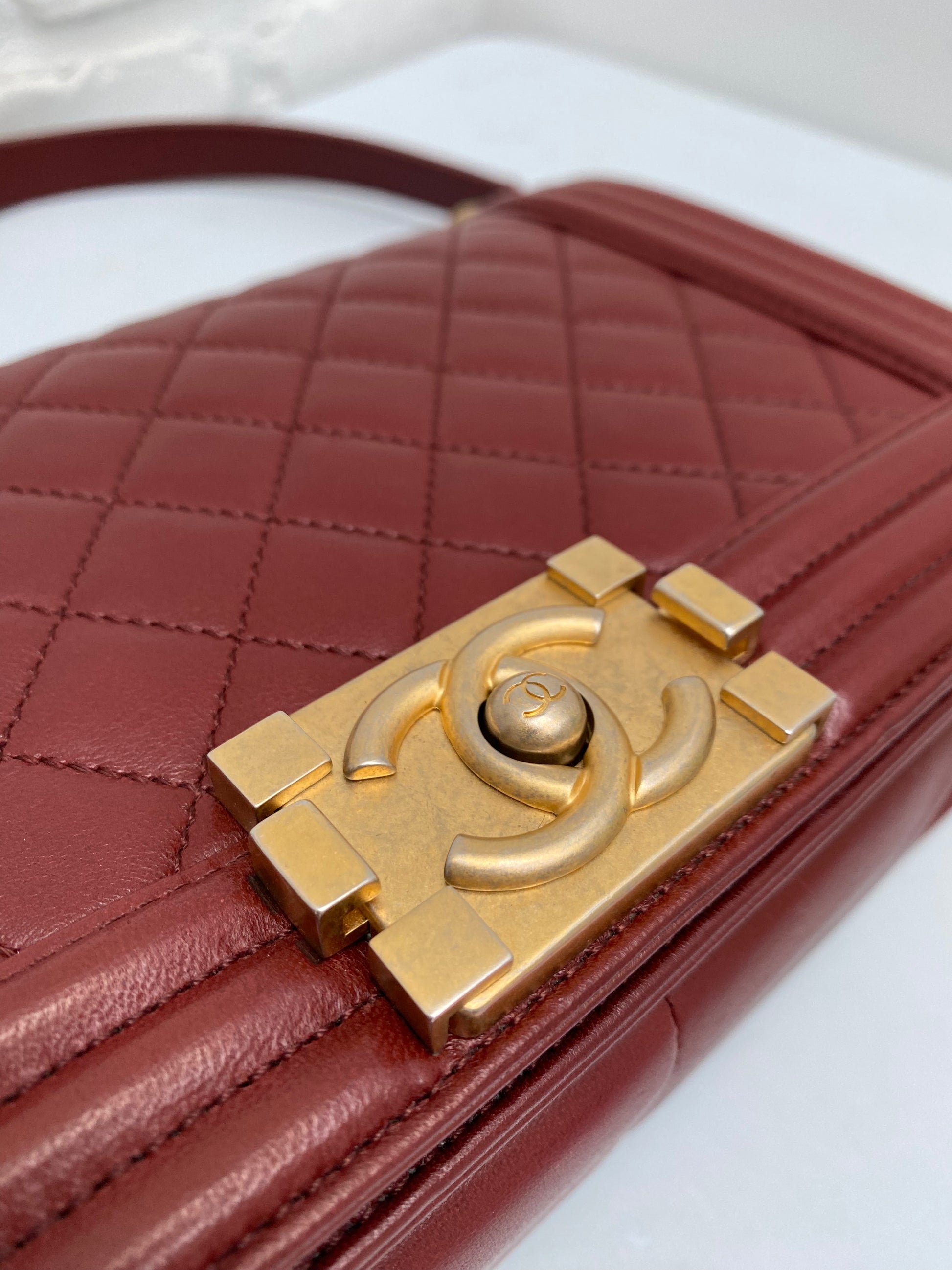 Chanel Burgundy Boy Bag GHW