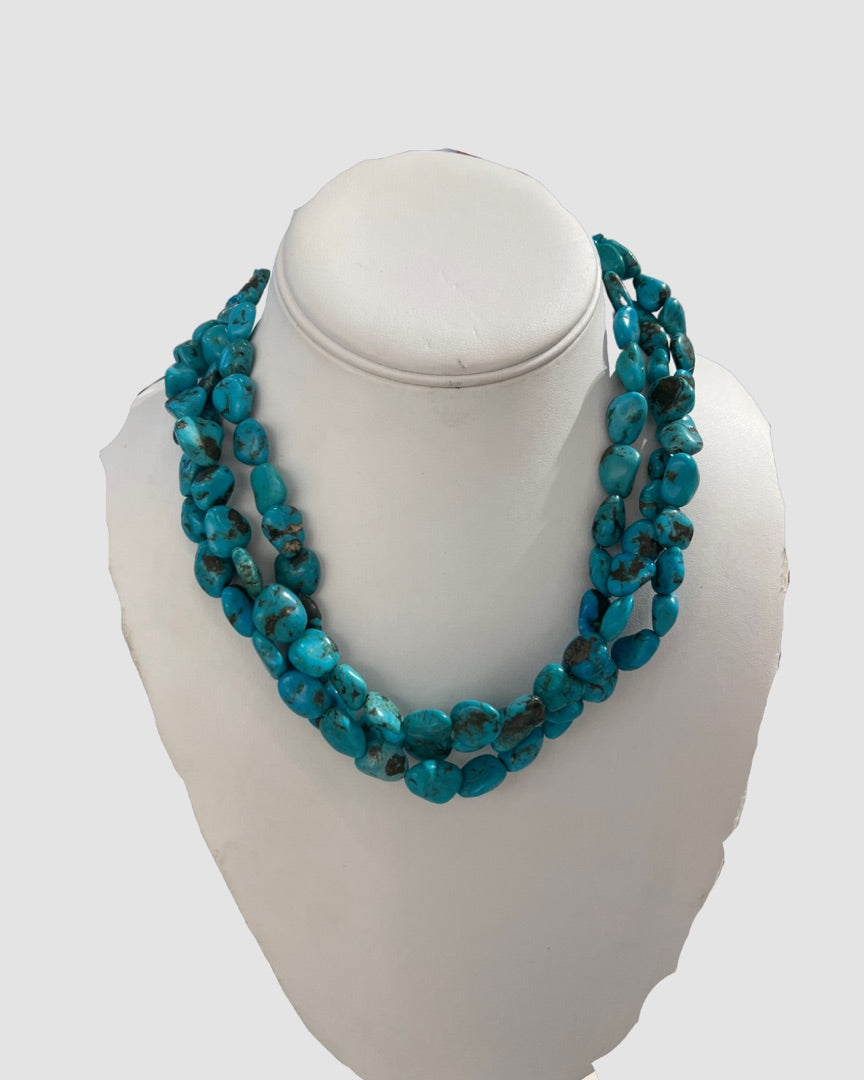 Turquoise Sterling Silver Multi Strand Necklace