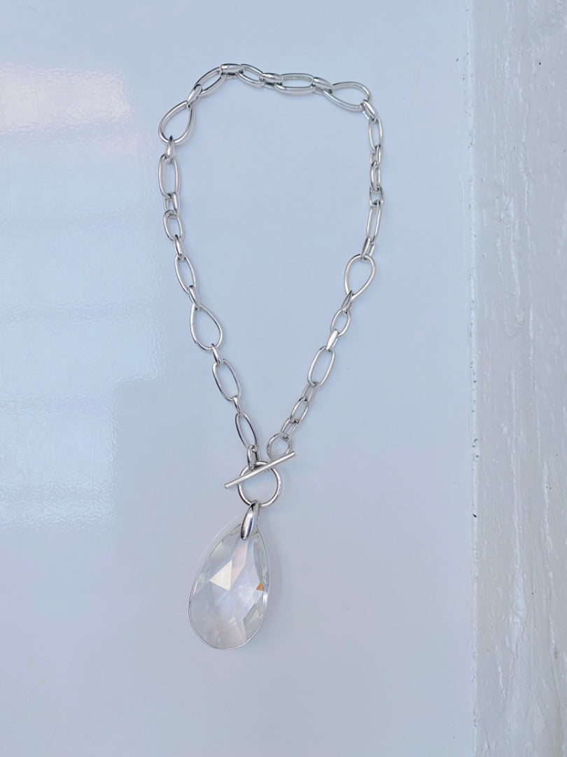 Swarovski Large Drop T-Bar Chain Necklace