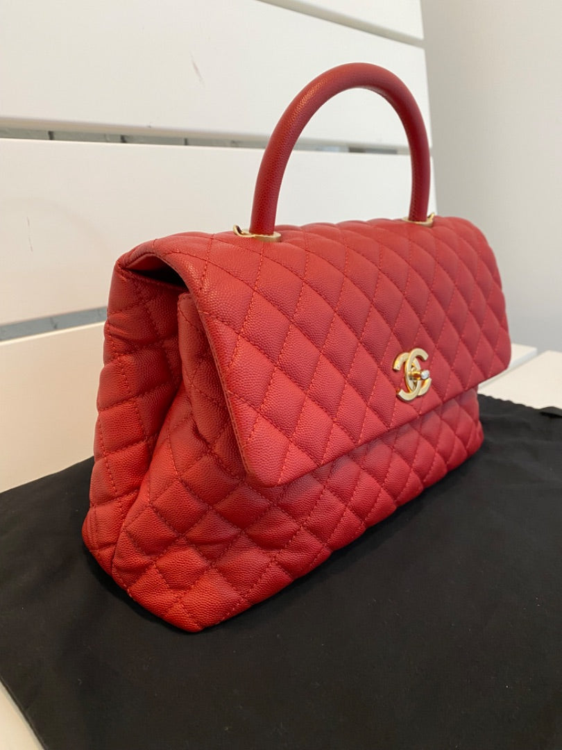 Chanel Red Coco Handle GHW, D