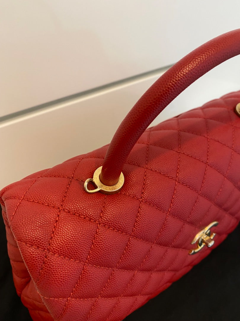Chanel Red Coco Handle GHW, D