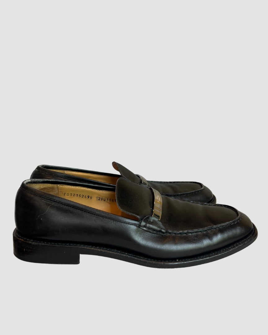 Salvatore Ferragamo Black Leather Loafers, 11.5