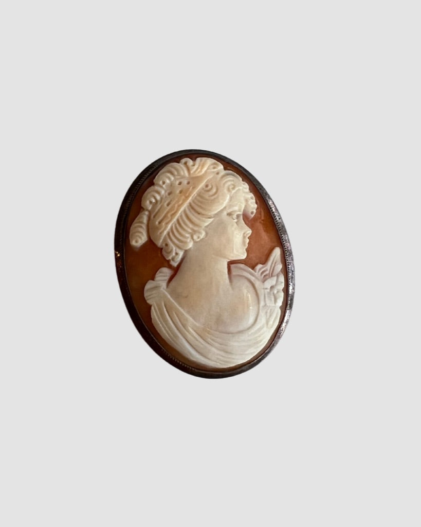 Antique Sterling Silver Cameo Brooch and Pendant