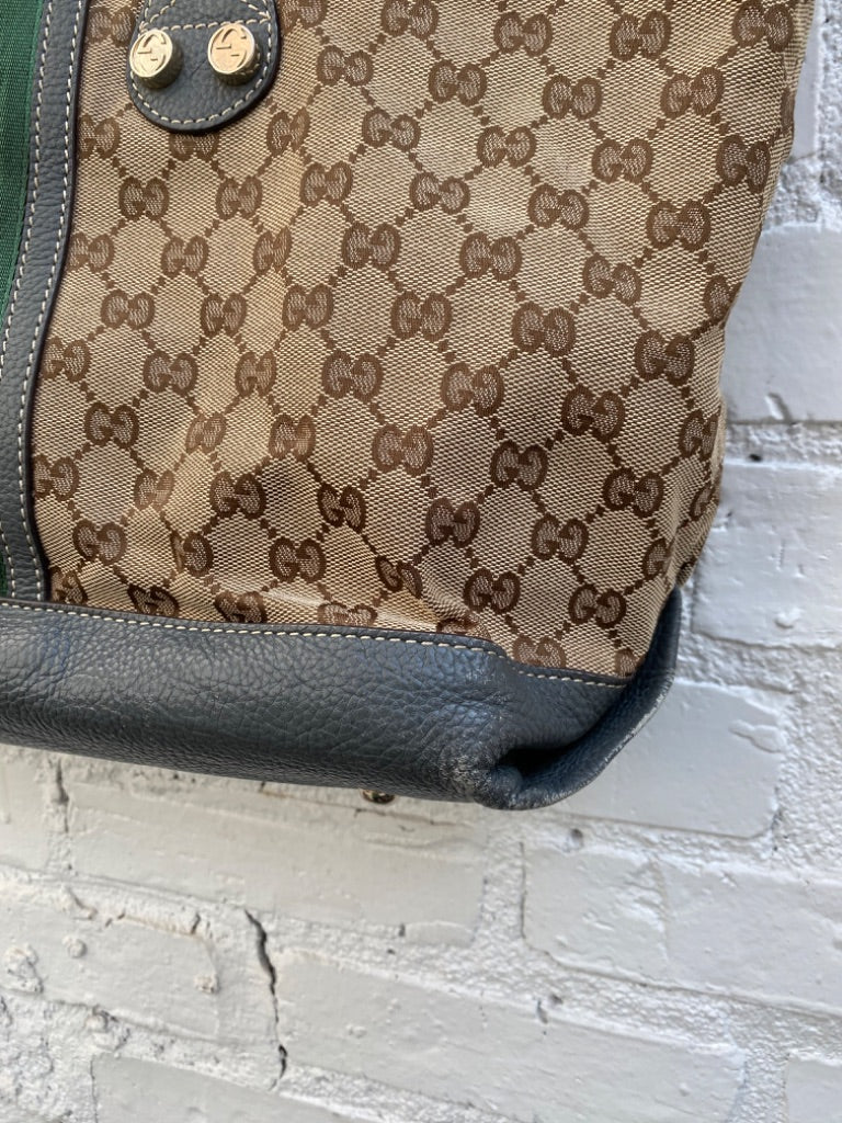 Gucci Webb Tote with Grey Leather Trim